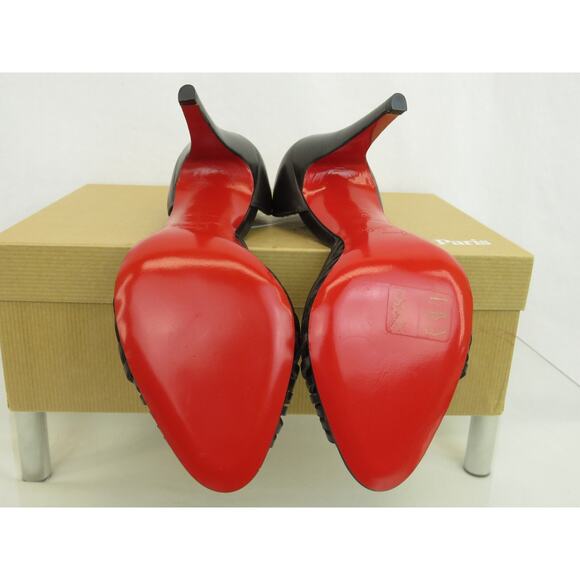 LOUBOUTIN MIRANDA 100 BROWN LEATHER D'ORSAY STRAPPY KNOTTED OPEN TOE PUMPS 37 - Picture 2 of 12